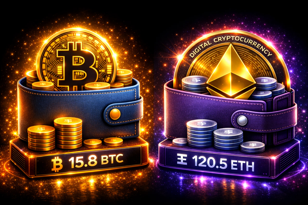 Crypto Wallet Background - Bitcoin & Ethereum